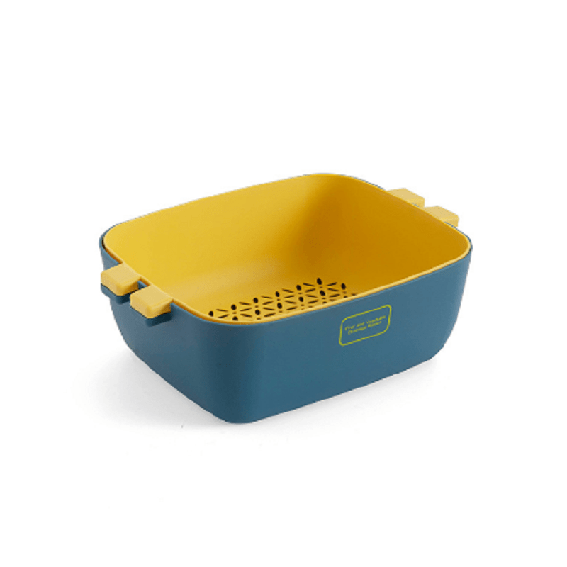 1pc 2 In 1 Multifunction Kitchen Colander; Strainer And Bowl Set; Double Layered Stackable Colander; Fruit And Vegetable Strainer; Drain Basin And Basket; For Cleaning; Washing Vegetables