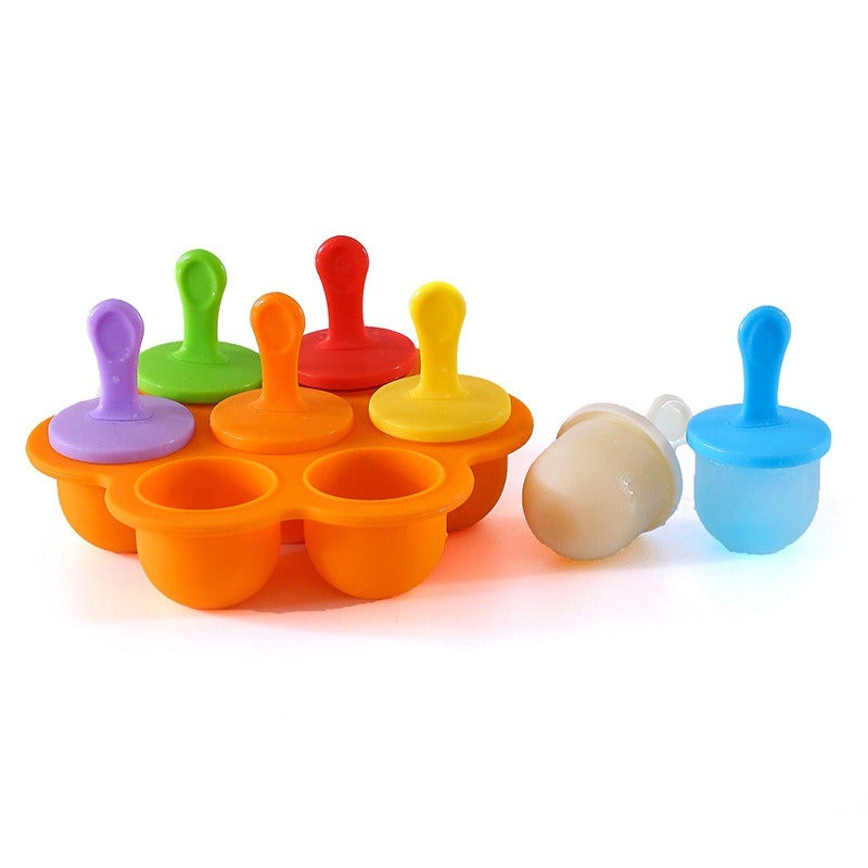 1pc 7 Holes Silicone Popsicle Mold; Ice Pop Molds Maker; Storage Container For Homemade Food; Ice Cream DIY Pop Molds; BPA Free