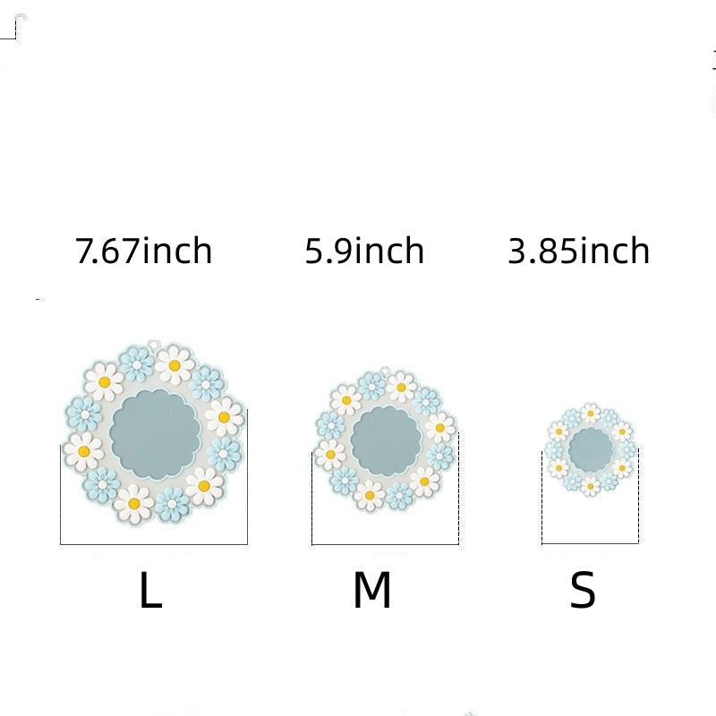 3pcs/set Silicone Round Placemats; Daisy Flower Shape Heat Resistant Trivets Pot Holder Mats; Cup Potholders; Pot Holders; Non-Slip Insulation Hot Pads For Kitchen