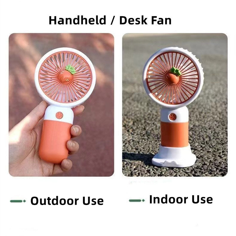 1 Pcs Handheld Fan Mini Personal USB Fan With Bracket; Rechargeable; Cute Flower Fruit Shape Portable Hand Held Fan; Table Fan For Cooling For Girls Women Kids Travelling Indoor Outdoor Office Home