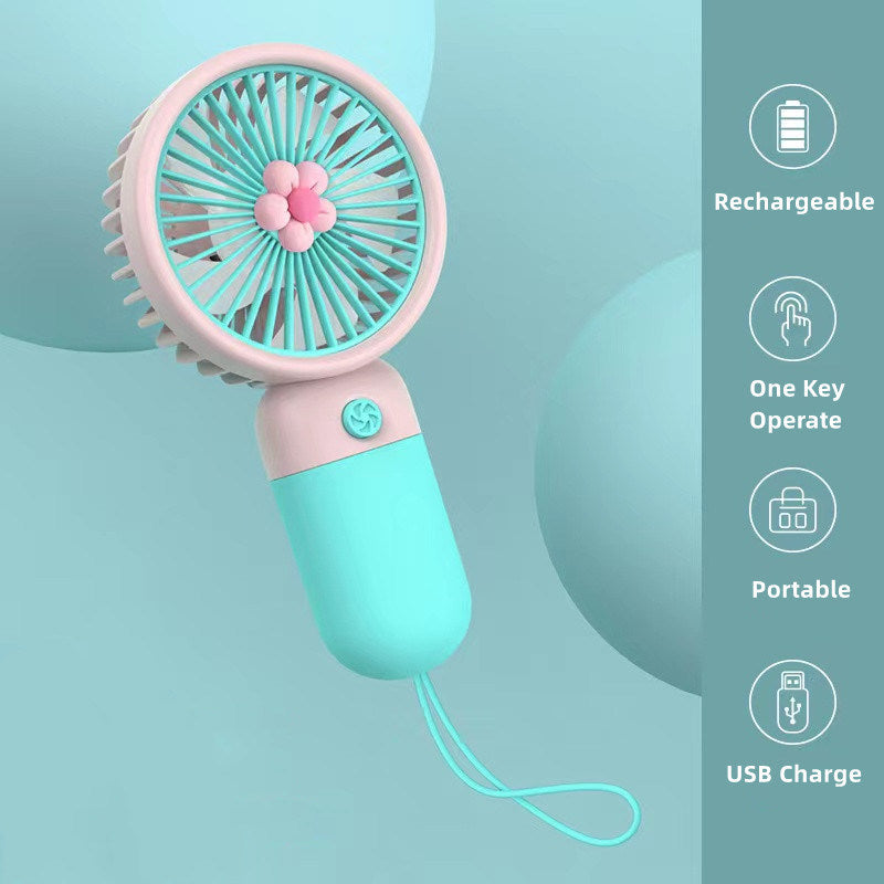 1 Pcs Handheld Fan Mini Personal USB Fan With Bracket; Rechargeable; Cute Flower Fruit Shape Portable Hand Held Fan; Table Fan For Cooling For Girls Women Kids Travelling Indoor Outdoor Office Home