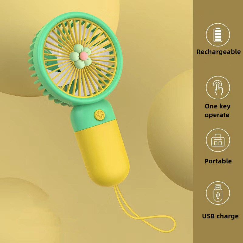 1 Pcs Handheld Fan Mini Personal USB Fan With Bracket; Rechargeable; Cute Flower Fruit Shape Portable Hand Held Fan; Table Fan For Cooling For Girls Women Kids Travelling Indoor Outdoor Office Home