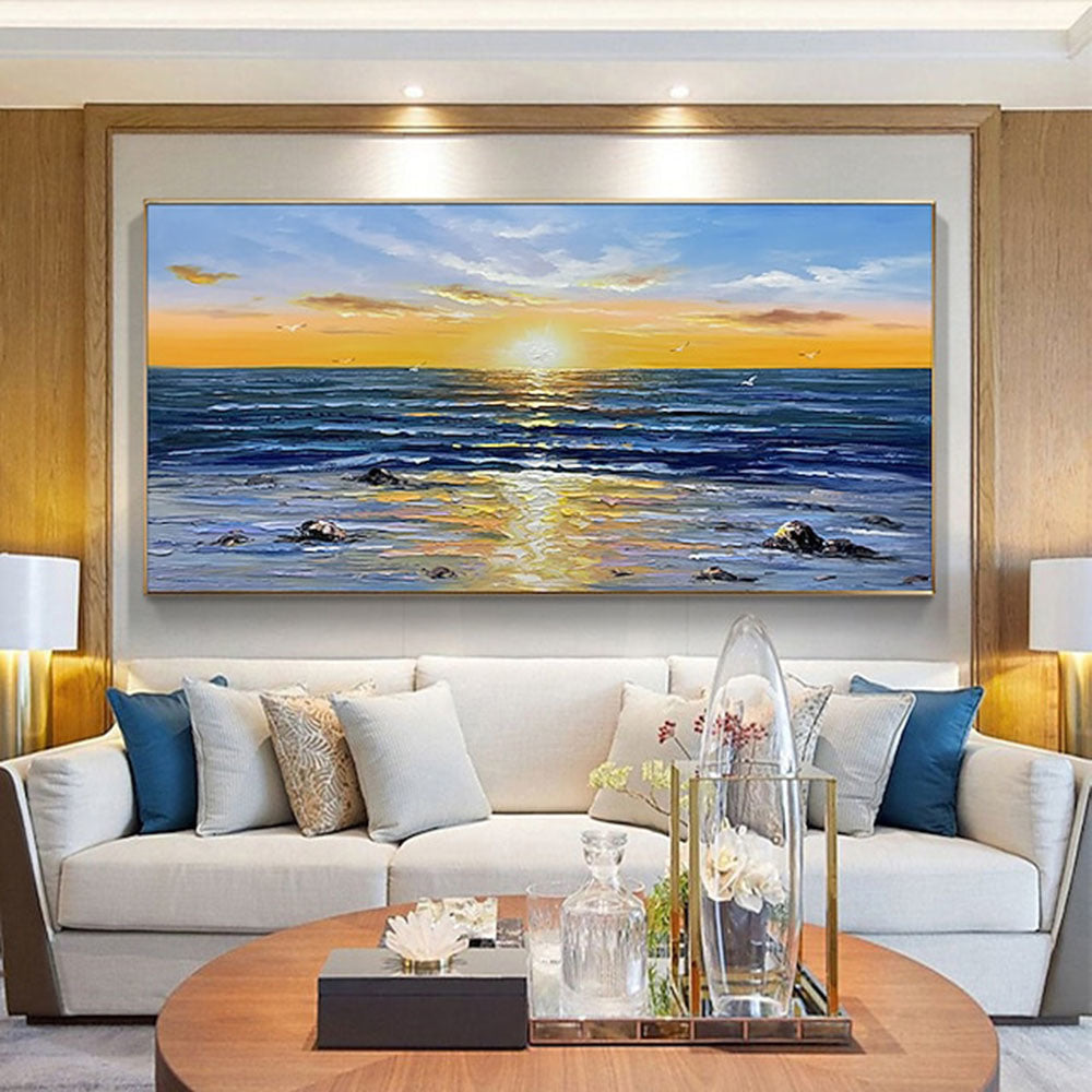 Oil Painting Hand Painted Horizontal Panoramic Abstract Modern Rolled Canvas Home hallway living room bedroom wall art