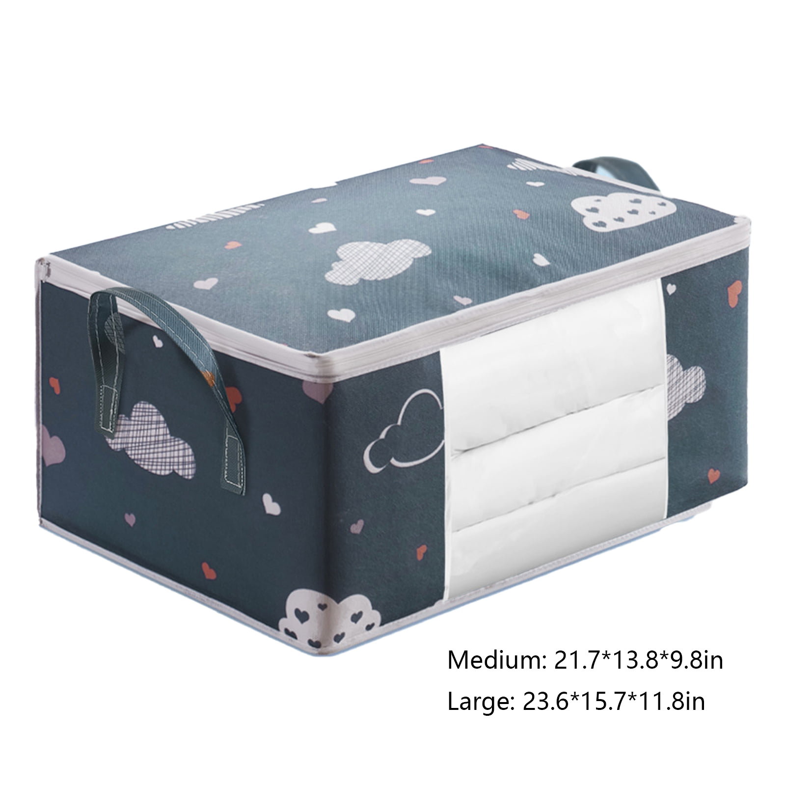 Large Capacity Clothes Storage Bag Organizer With Reinforced Handle; Suitable For Blankets; Bedding; Foldable With Sturdy Zipper; Clear Window