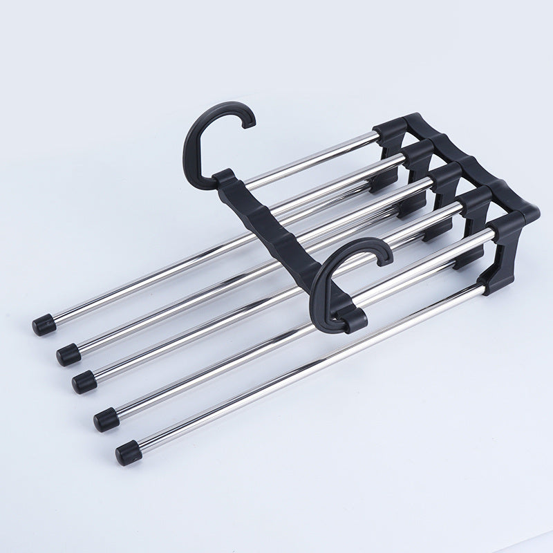 1PC Stainless Steel Multi-functional Pants Hanger; 5 In 1 Foldable Storage Rack Pants Hanger