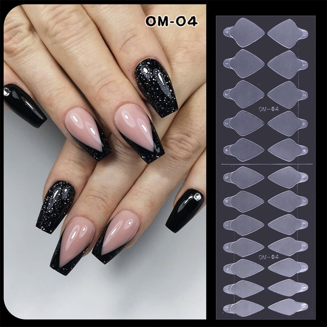 1 Bag Hot Nail Crystal Nail Die Acrylic Tips French Nail Sticker No Need Matte Nail Form Mould Extension Gel 24 Pieces of Mold French Paste