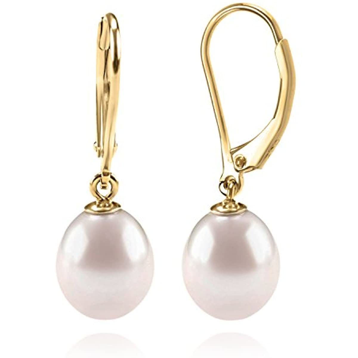 PAVOI Handpicked AAA+ Quality Freshwater Cultured Pearl Earrings Leverback Dangle Stud Pearl Earrings