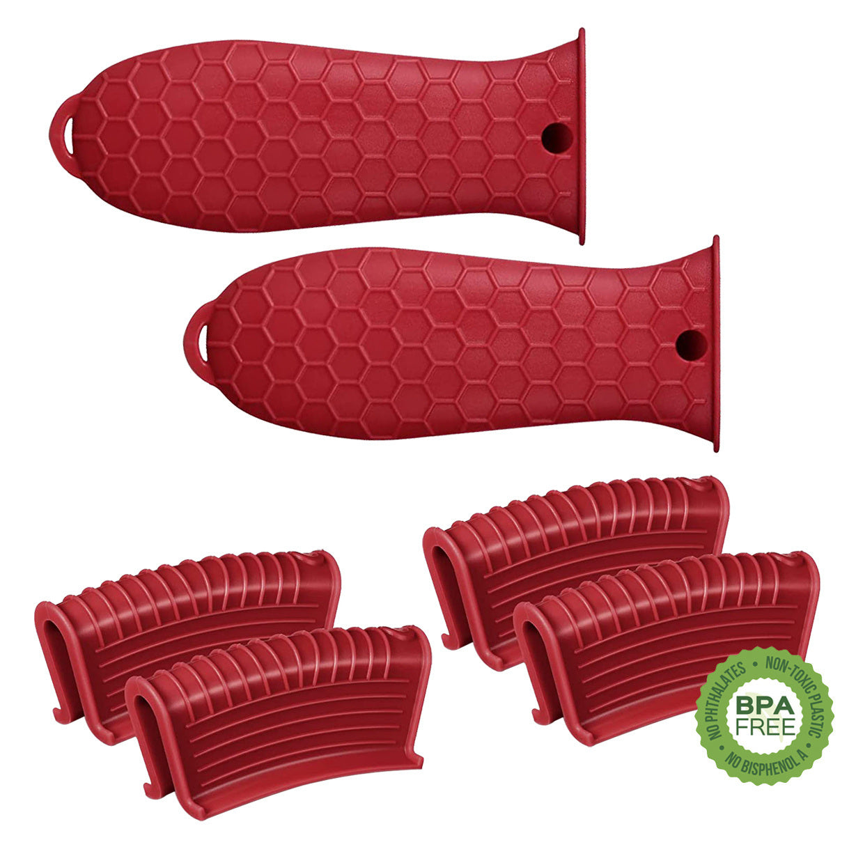 6 Pieces Of Red Silicone Pot Handle; Silicone Thermal Handle Holder; Auxiliary Pot Handle Sleeve; Suitable For Frying Cast Iron Frying Pan; Metal Pot Handle