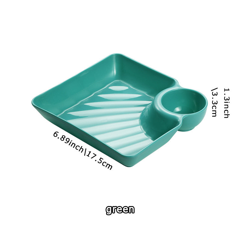 1pc Dumpling Plate With Sauce Dish; Potato; Water; Dumplings; Plate With Vinegar; Dinner Plate; Household Creative Square Serving Plate With Vinegar Saucer
