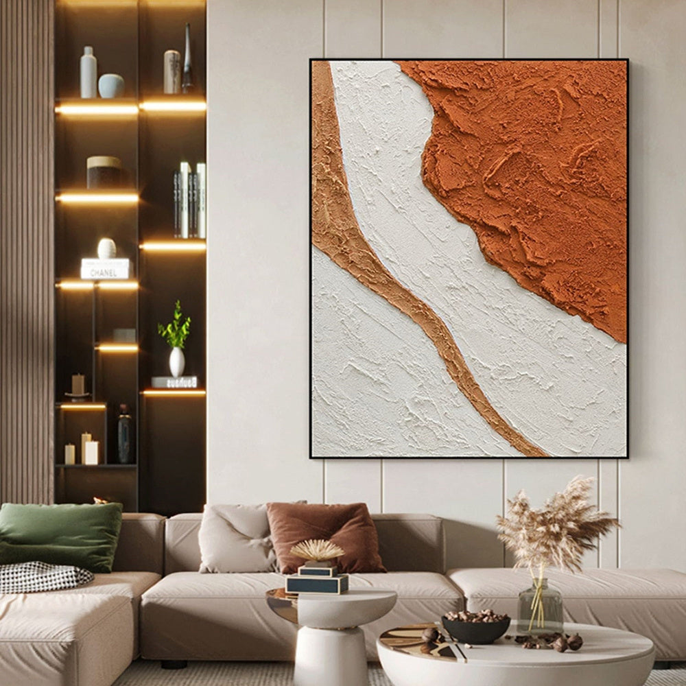 Handmade Textured Blush White and Brown Acrylic Painting Oversized Art Brush Stroke Modern Wall Art Extra Large Handmade Painting on Canvas Frameless Only Canvas