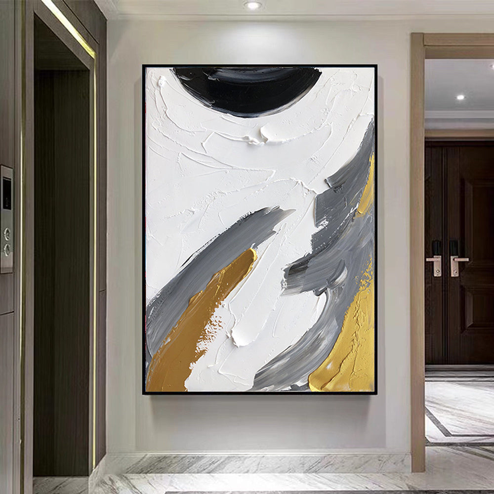 Handmade Oil Painting Abstract Black and Beige Oil Hand Painted Canvas Living Corridor living room bedroom luxurious decoration Frameless Only Canvas