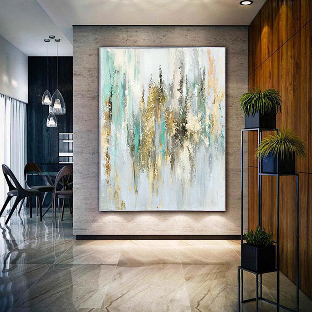 Handmade Oil Painting Abstract Gold Foil Wall Decor Hand Painted Canvas living room bedroom luxurious decoration Frameless Only Canvas