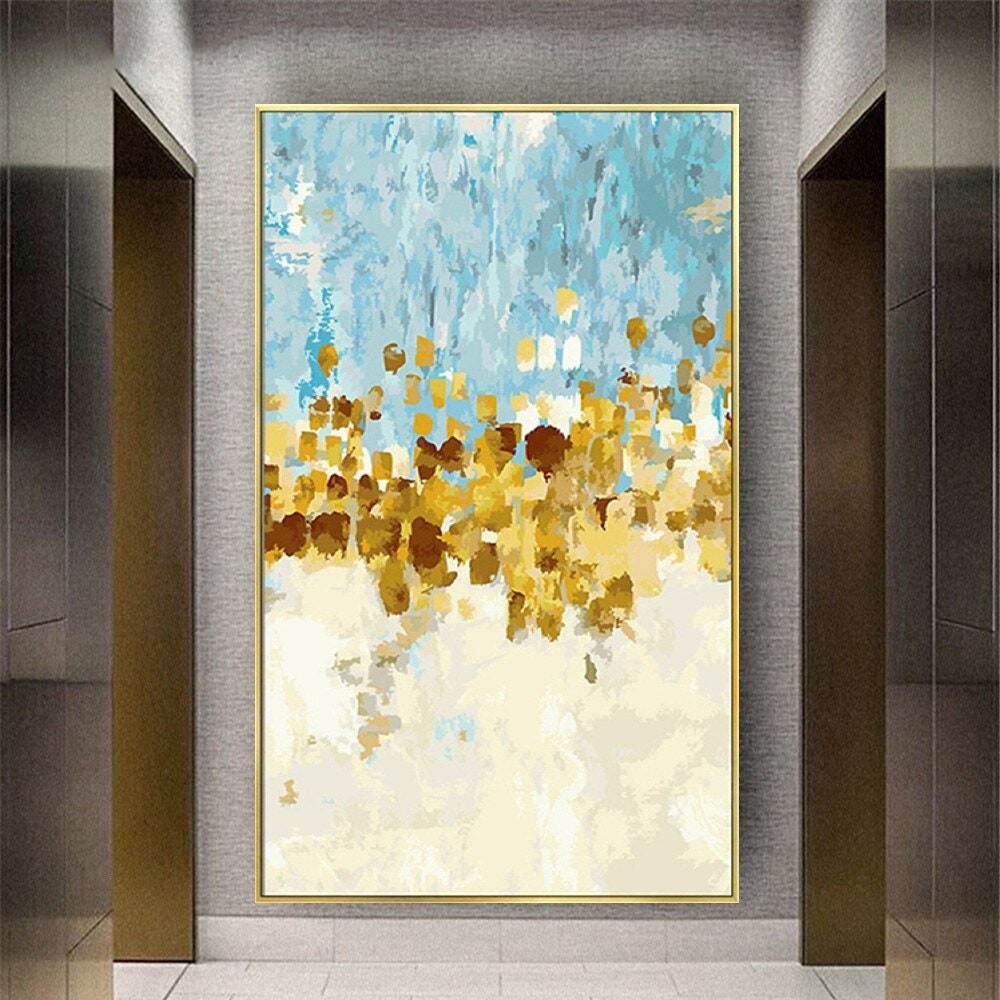 Handmade Oil Painting Abstract Gold Foil Wall Decor Hand Painted Canvas living room bedroom luxurious decoration Frameless Only Canvas