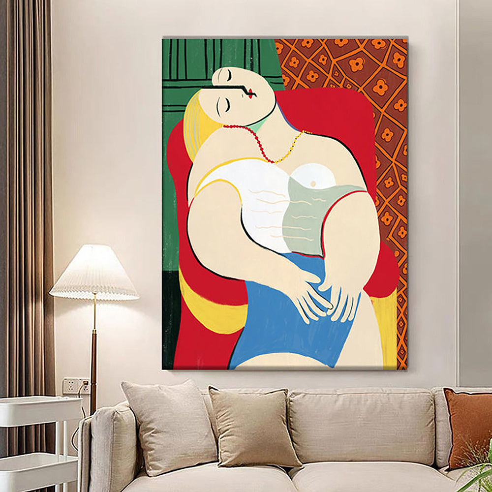 Handmade Oil Painting Picasso Style Oil Painting on Canvas Abstract Figurative Wall Art Original Handmade Artwork Home Office Decor Living Room Bedroom Decor Frameless Only Canvas