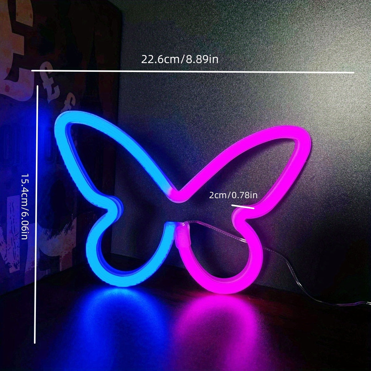 1pc, Butterfly LED Neon Sign, USB Or Battery Powered Neon Sign, Bedroom Decor, Wedding Decor, Birthday Decor, Party Decor, Wedding Supplies, Game Room Decor