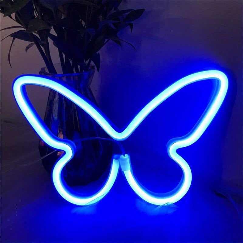 1pc, Butterfly LED Neon Sign, USB Or Battery Powered Neon Sign, Bedroom Decor, Wedding Decor, Birthday Decor, Party Decor, Wedding Supplies, Game Room Decor