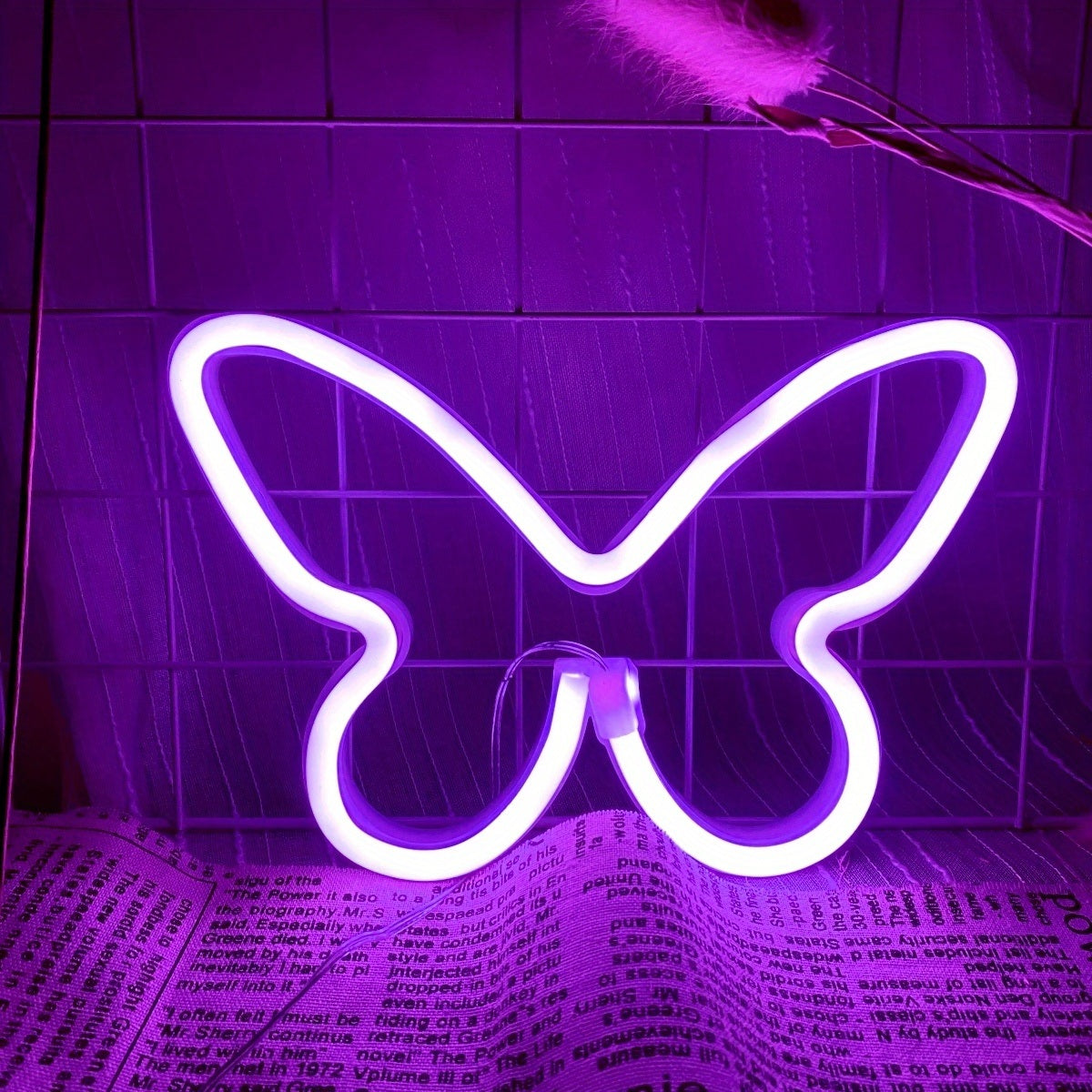 1pc, Butterfly LED Neon Sign, USB Or Battery Powered Neon Sign, Bedroom Decor, Wedding Decor, Birthday Decor, Party Decor, Wedding Supplies, Game Room Decor