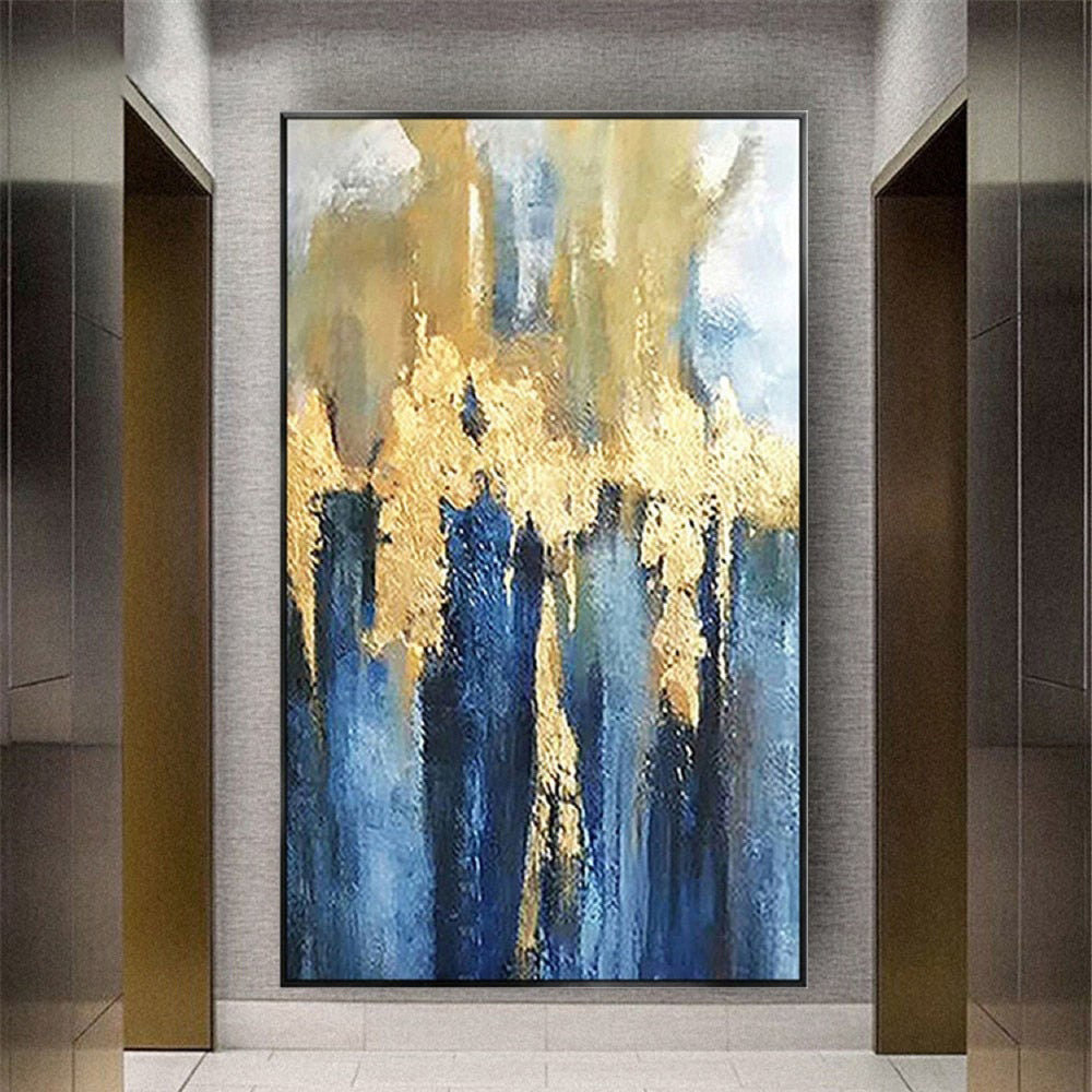 Handmade Oil Painting High Quality Gold Foil Texture Wall Decor Hand Painted Canvas living room bedroom luxurious decoration Frameless Only Canvas