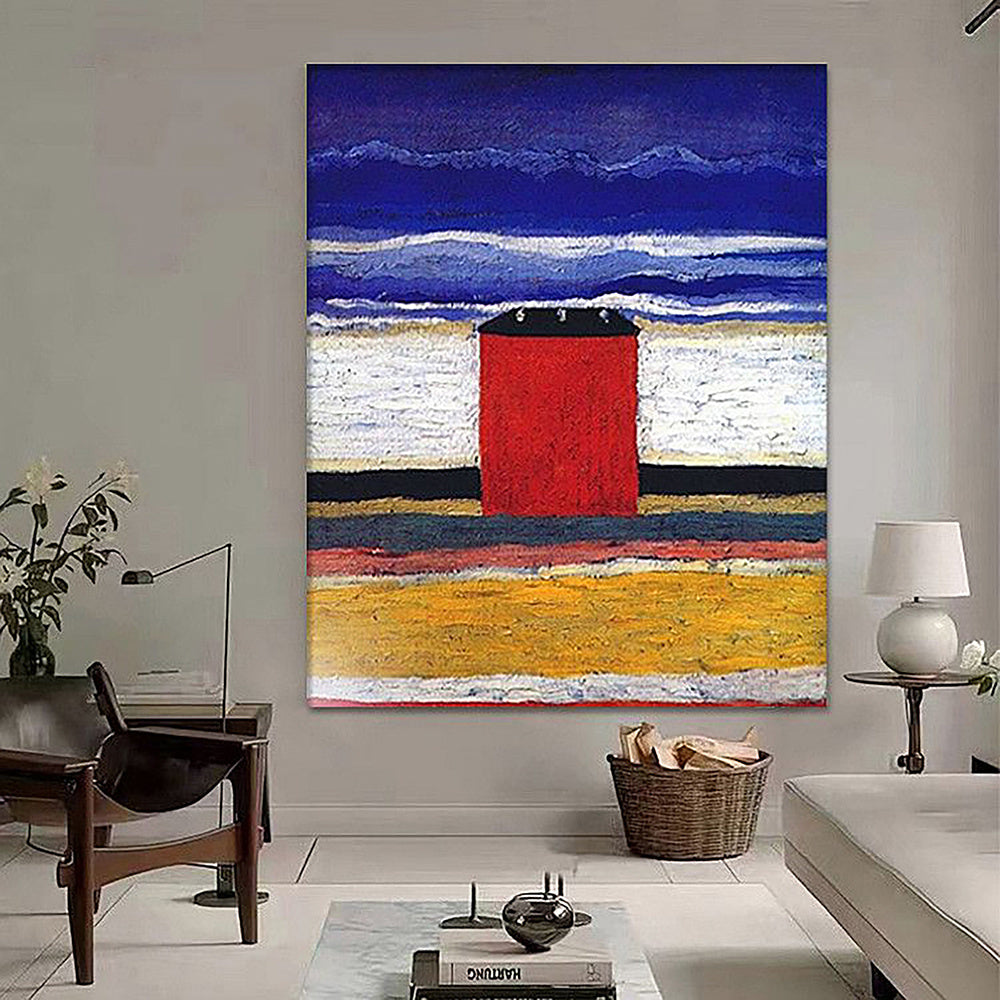 Handmade Oil Painting Suprematism Non-Objective Composition Painting on Canvas Malevich Style Wall Art Home Decor Paintings Abstract Figurative Handmade Artwork Frameless Only Canvas