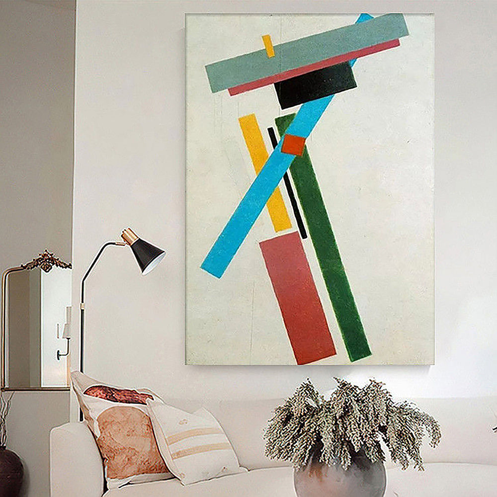 Handmade Oil Painting Suprematism Non-Objective Composition Painting on Canvas Malevich Style Wall Art Home Decor Paintings Abstract Figurative Handmade Artwork Frameless Only Canvas