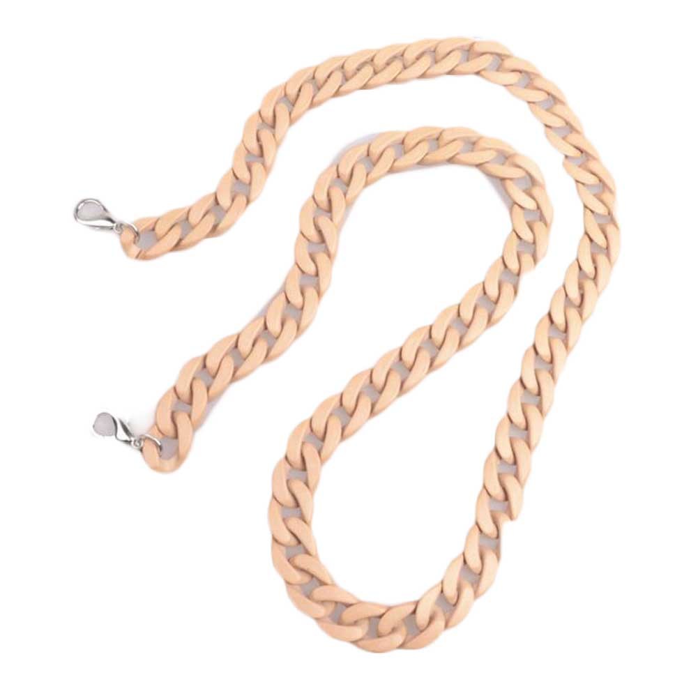 Wood Color Acrylic Fishbone Bag Chain Strap Underarm Bag Strap Replacement Handbag Purse Handle Decoration Charm; 23 inch