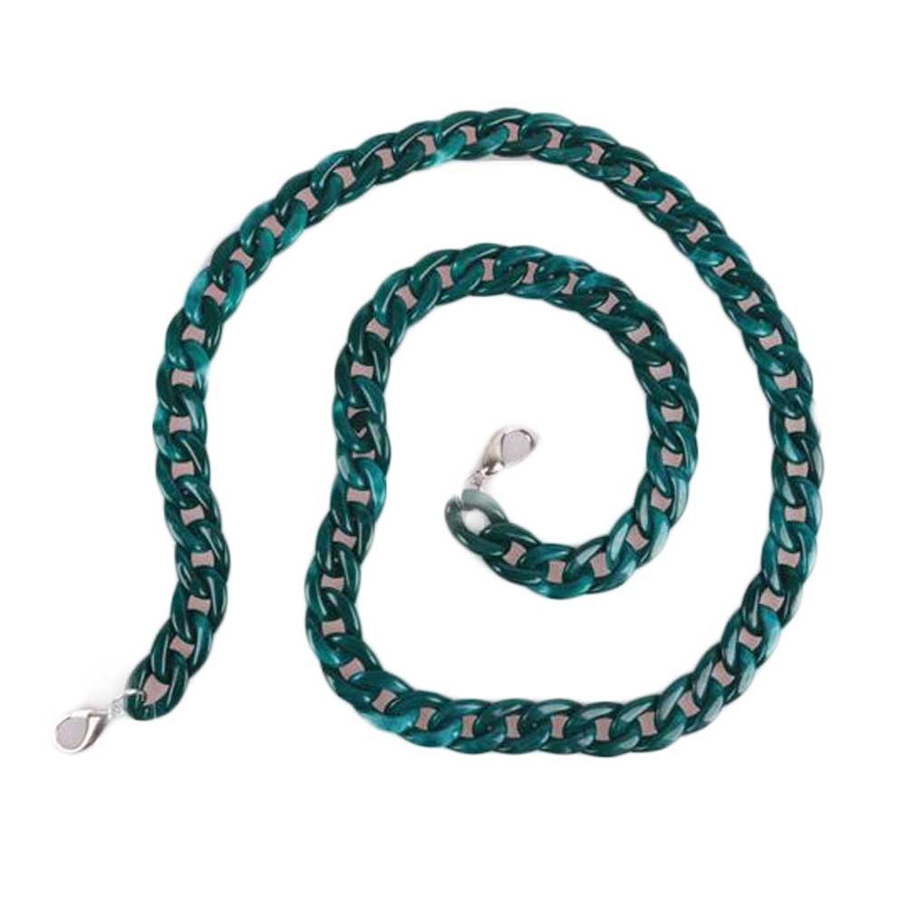 Blue Green Acrylic Fishbone Bag Chain Strap Purse Bag Strap Replacement Handbag Handle Decoration Charm; 23 inch