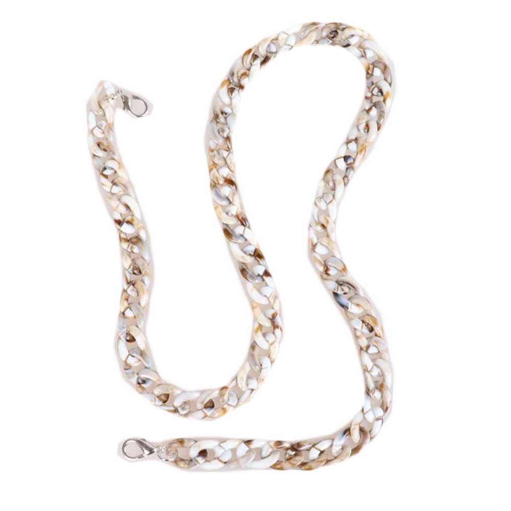 Beige Acrylic Fishbone Bag Chain Strap Underarm Bag Strap Replacement Handbag Purse Handle Decoration Charm; 23 inch