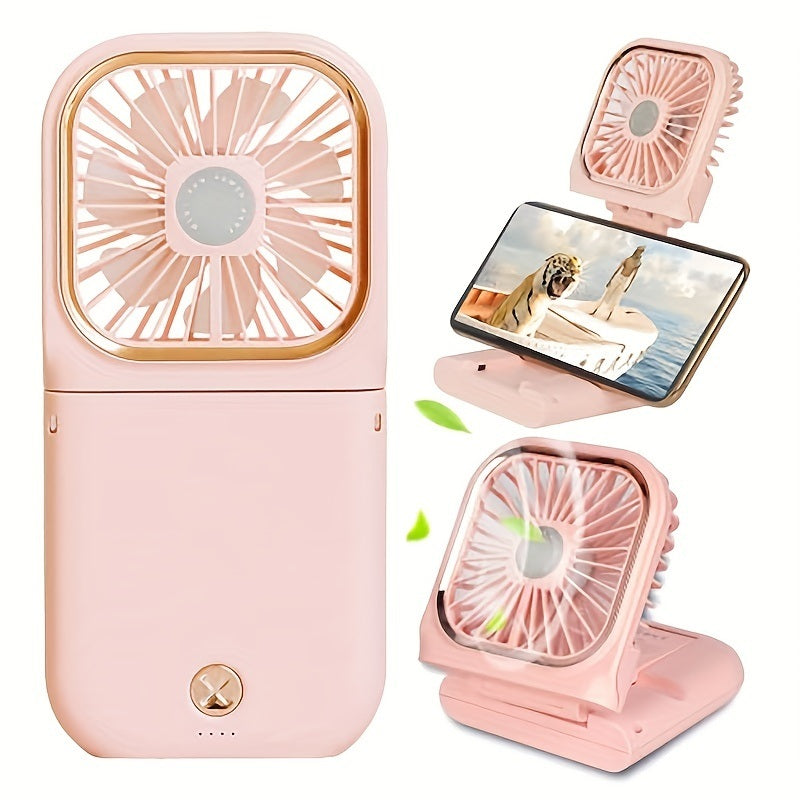 Handheld Portable Fan; Rechargeable Power Bank USB Mini Fan; Small Personal Fan With 3 Speeds; 3000 MAh Battery Operated Foldable Desk Fan; Neck Fan With Lanyard