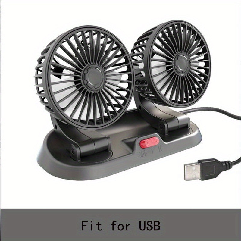 USB; 12V; 24V; Rotatable Vehicle-mounted Fan For Truck/ Car /Touring Car Universal Double-head Fan