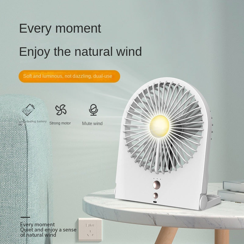 Creative Household Seal Fan; USB Charging With Lamp Desktop Fan Mute Student Dormitory Three-Speed Wind