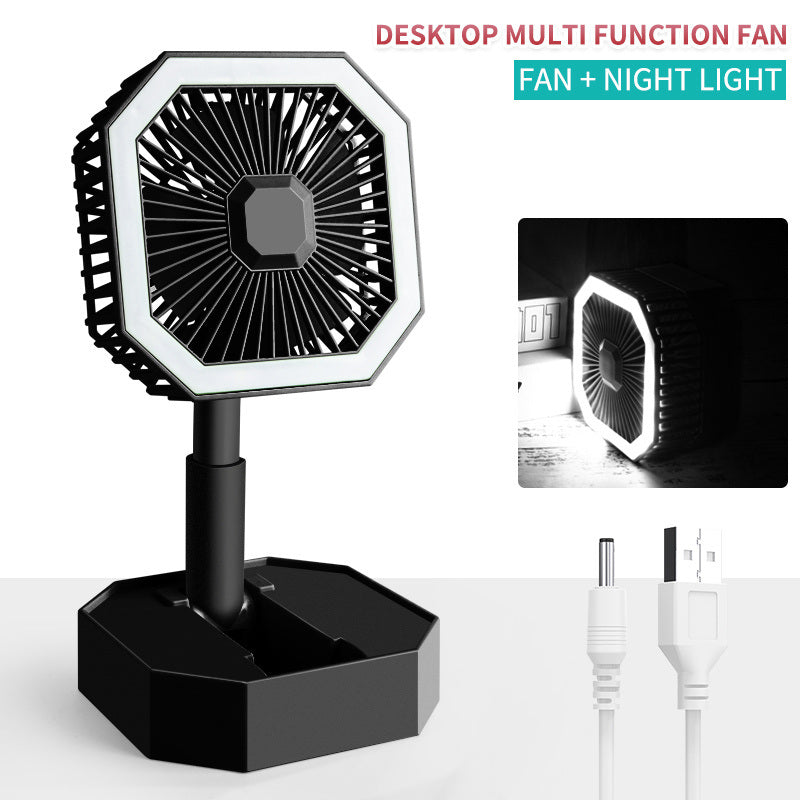 USB Rechargeable Desktop Telescopic Fan; Mini Portable Hand Foldable Fans With Light