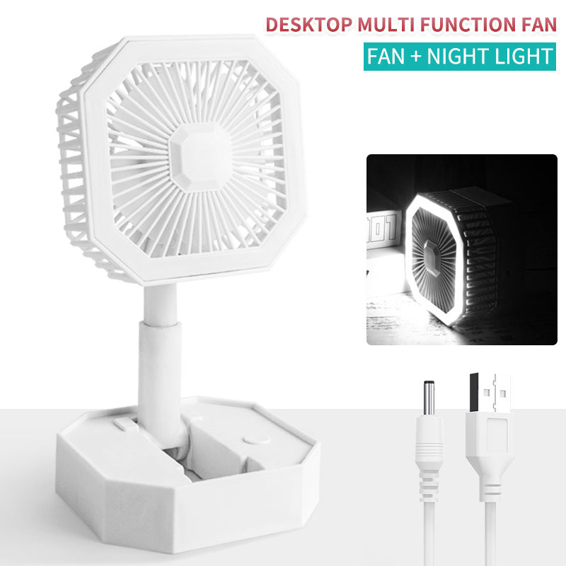 USB Rechargeable Desktop Telescopic Fan; Mini Portable Hand Foldable Fans With Light