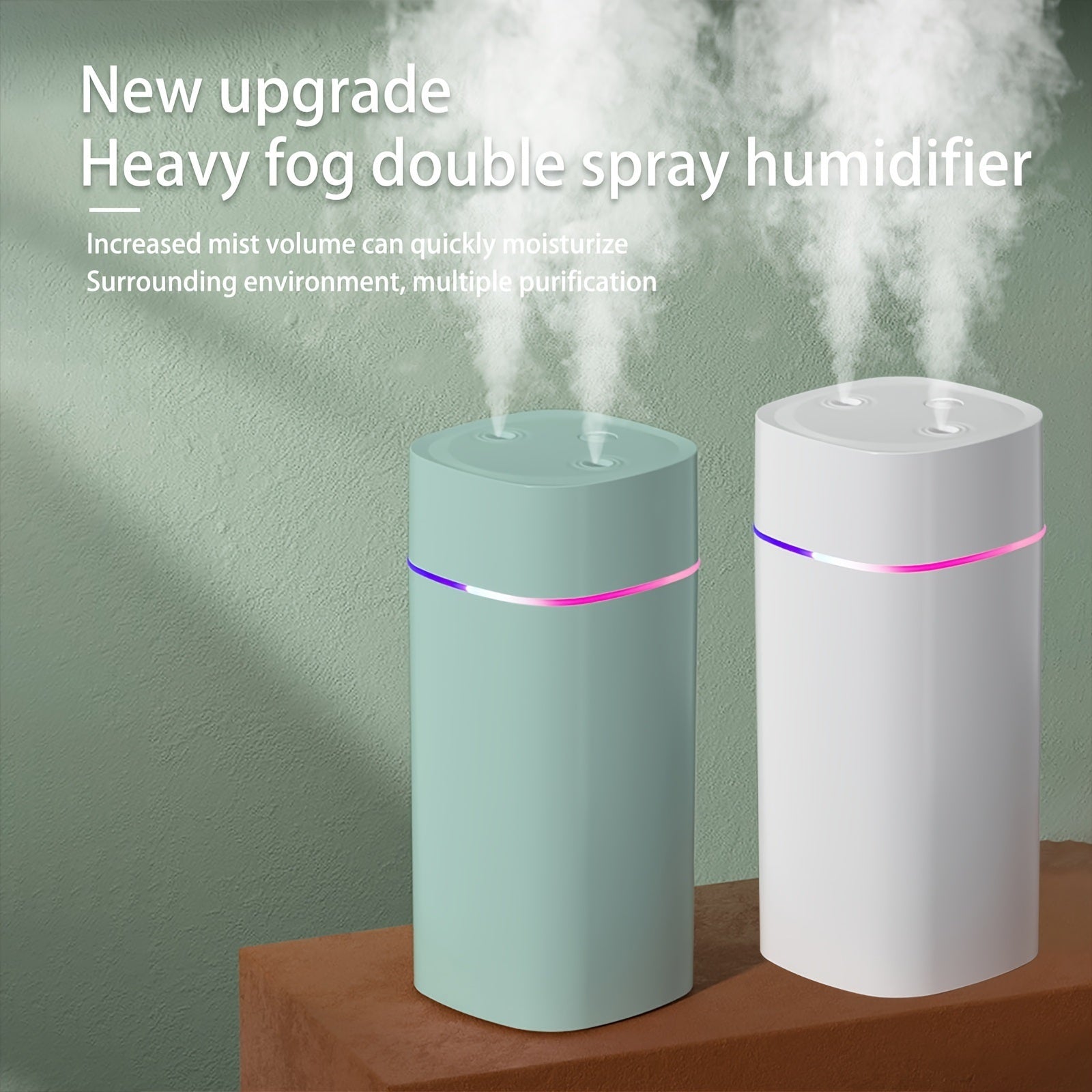 Portable Mist Humidifier; 600ml Small Desk Cool Mini Humidifier With Colorful Night Light; USB Personal Desktop Humidifiers For Office Bedroom; Travel; Plants; Auto Shut-Off; Super Quiet