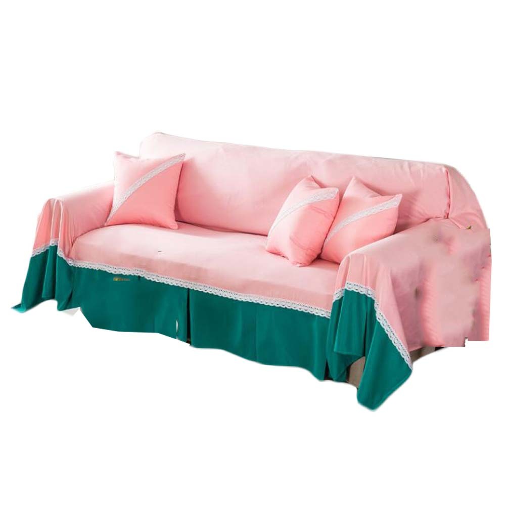 Lace Sofa Cover Two-tone Sofa Towel Modern Love Seat Sofa Slipcover Couch Cover; Pink Green