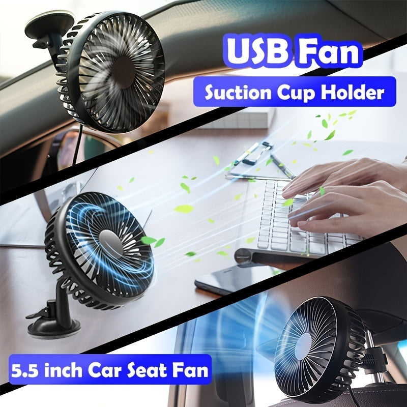 Portable USB Fan With Suction Cup Holder Bracket Stand; Powerful 5.5 Inch Table Desk Fan; Strong Wind; Quiet Mini Fan; Car Dashboard Cooling Air Circulator Fan; Car Fan For Backseat; Car Seat Fan