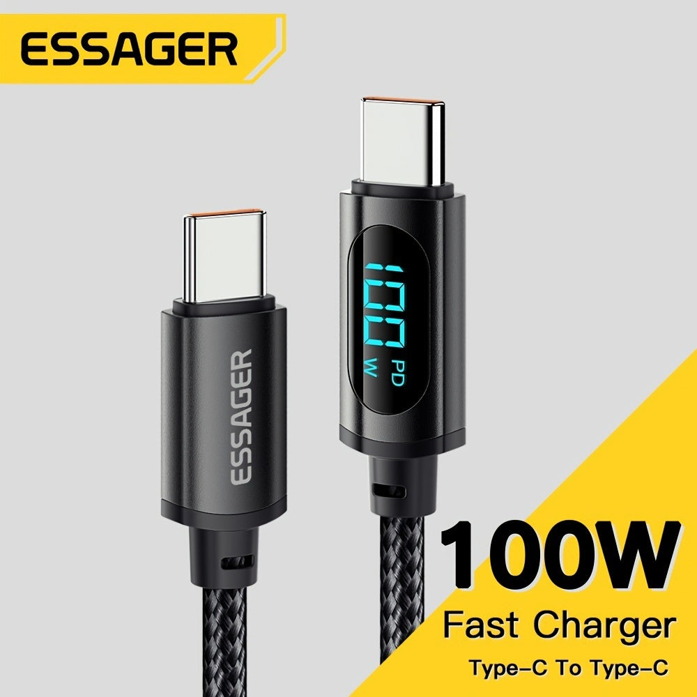 Essager 100W USB Type C To USB C Cable Display 5A Fast Charging USB C Data Cord For Huawei Samsung S22 Poco F3 Laptop IPad
