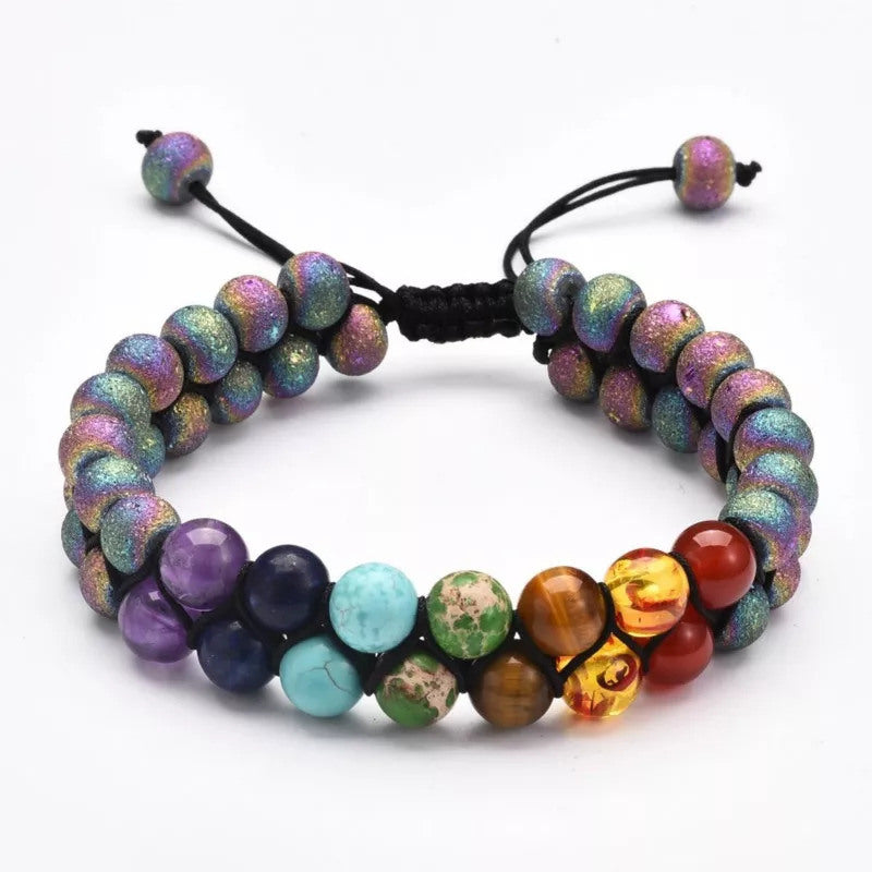 1x 8mm Stone Double Braided Yoga Energy Handmade Bracelet