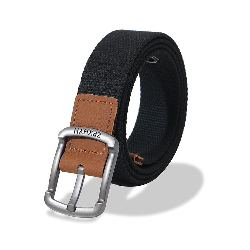 Men's Black College High Quality Canvas Belt