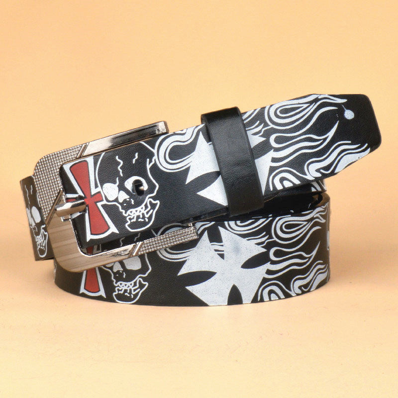 Men's Pin Buckle Skull Head Pattern Belt