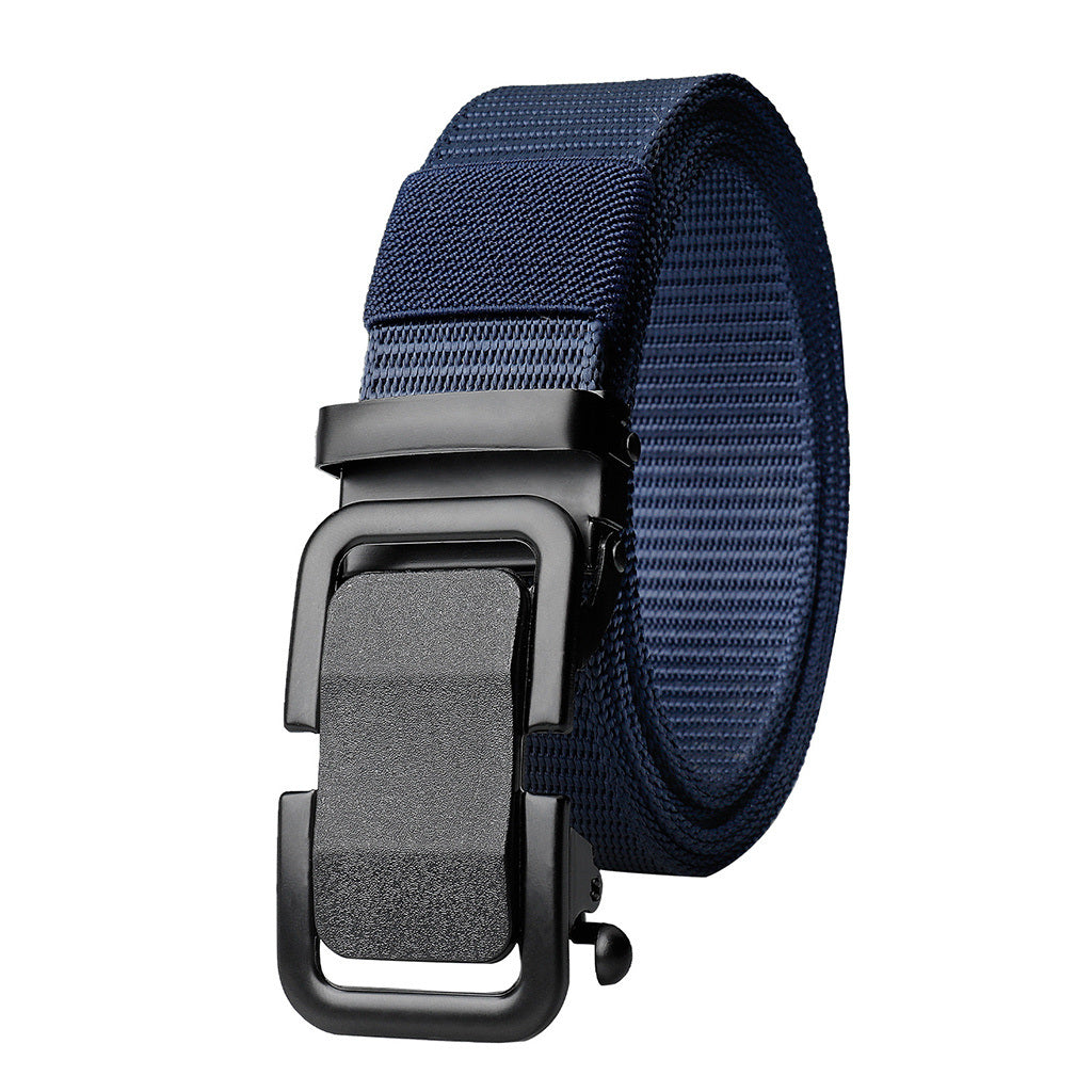 Men's Belt Automatic Metal Buckle Nylon Canvas Webbing Belt Outdoor Work Belt; Nylon Belt With Click Buckle