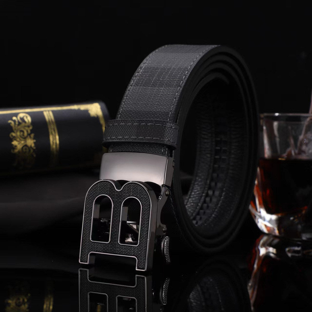 New Men's Plaid Trendy Durable Strong Alloy Belt