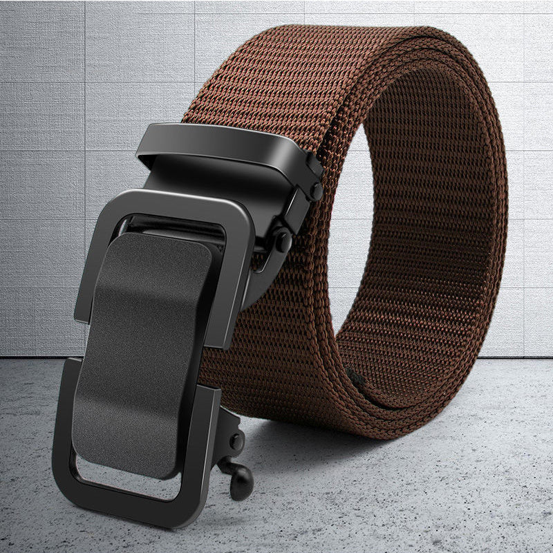 Men's Belt Metal Automatic Buckle Toothless Buckle Casual Nylon Canvas Belt Youth Trend Belt