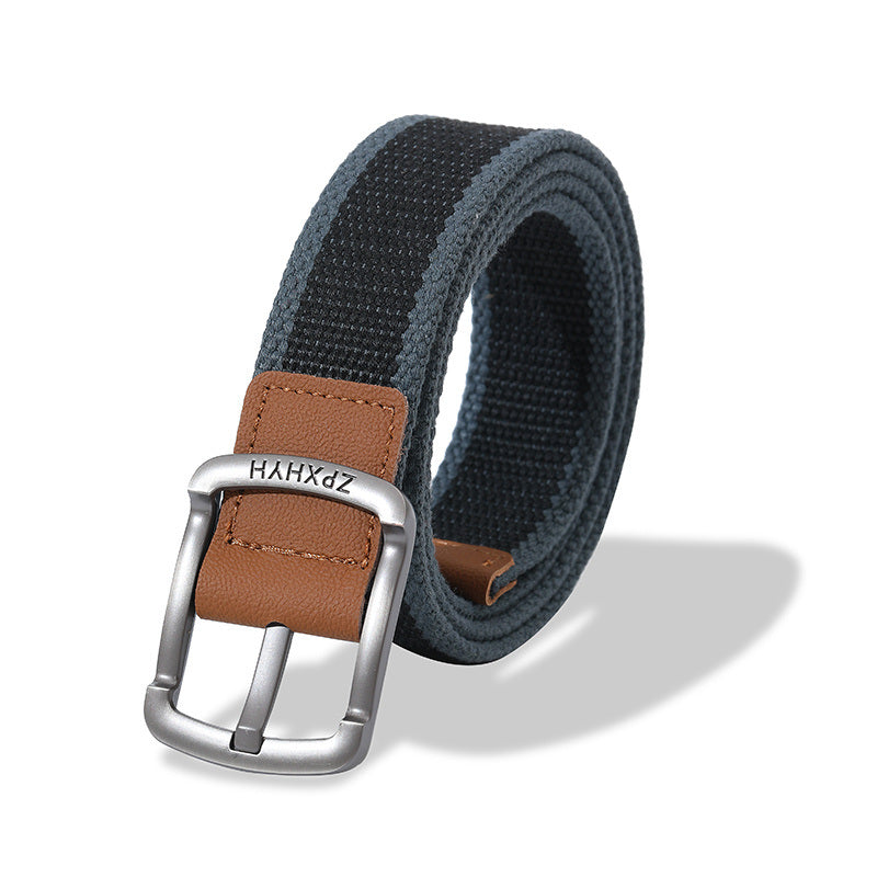 Men's Black College High Quality Canvas Belt