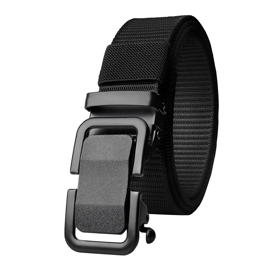 Men's Belt Automatic Metal Buckle Nylon Canvas Webbing Belt Outdoor Work Belt; Nylon Belt With Click Buckle