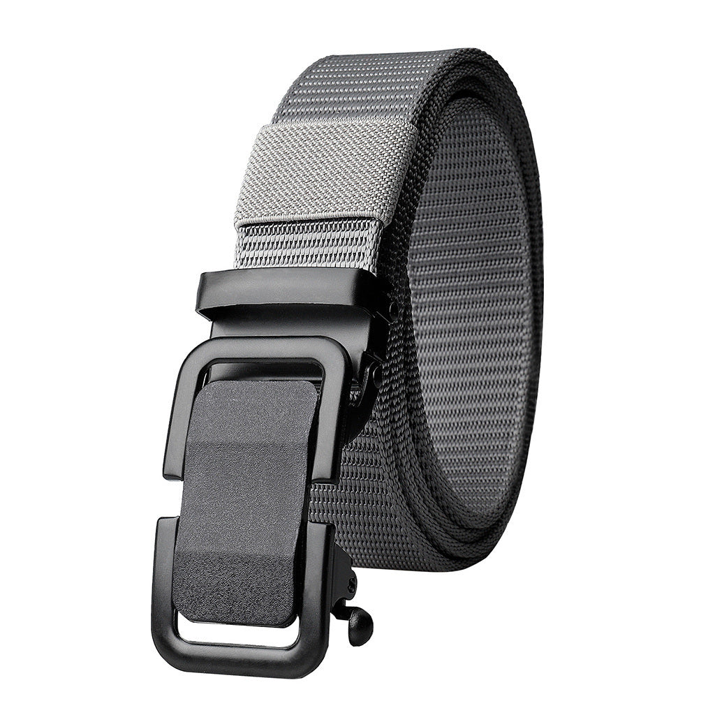 Men's Belt Automatic Metal Buckle Nylon Canvas Webbing Belt Outdoor Work Belt; Nylon Belt With Click Buckle