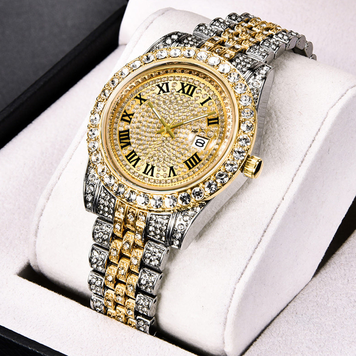 Vintage Quartz Watch Rhinestones Large Dial Steel Band Watch Fancy Women Watches Jewelry Sophisticated And Stylish Ladies Watch