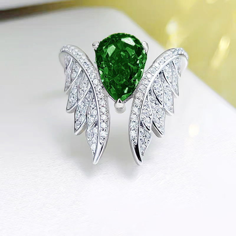 Delicate Wing Zircon Cluster Ring Engagement Wedding Party Decor Women's Ring Christmas Valentine's Day Gift