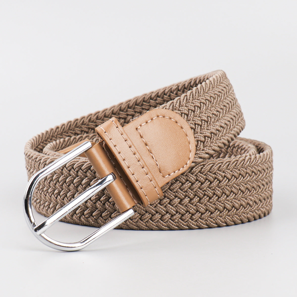 Men's Stretch Woven Braid Belt Canvas Elastic Fabric Woven Stretch Multicolored Braided Belts