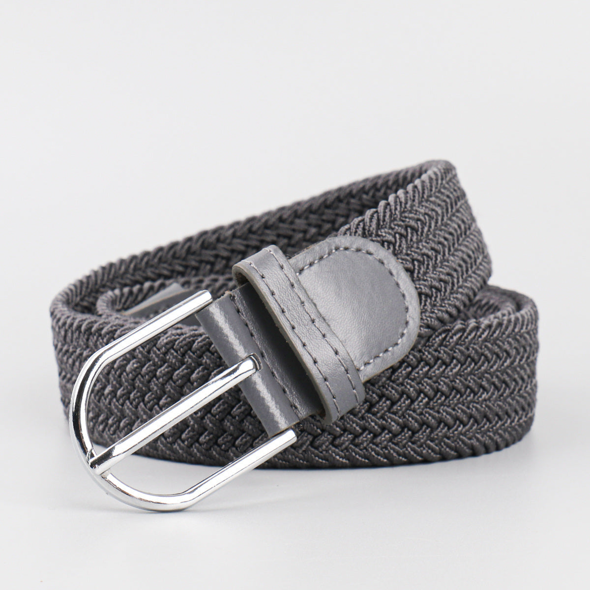 Men's Stretch Woven Braid Belt Canvas Elastic Fabric Woven Stretch Multicolored Braided Belts