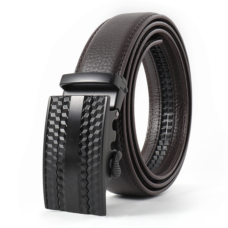 1pc Men's PU Leather Slide Ratchet Belt